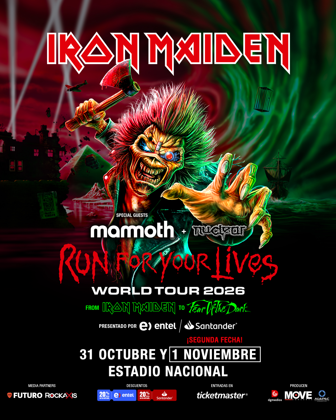 La Doncella, por partida doble: Iron Maiden anuncia segunda fecha en el Nacional